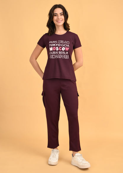 Womens Printed Travel Wear - Magenta