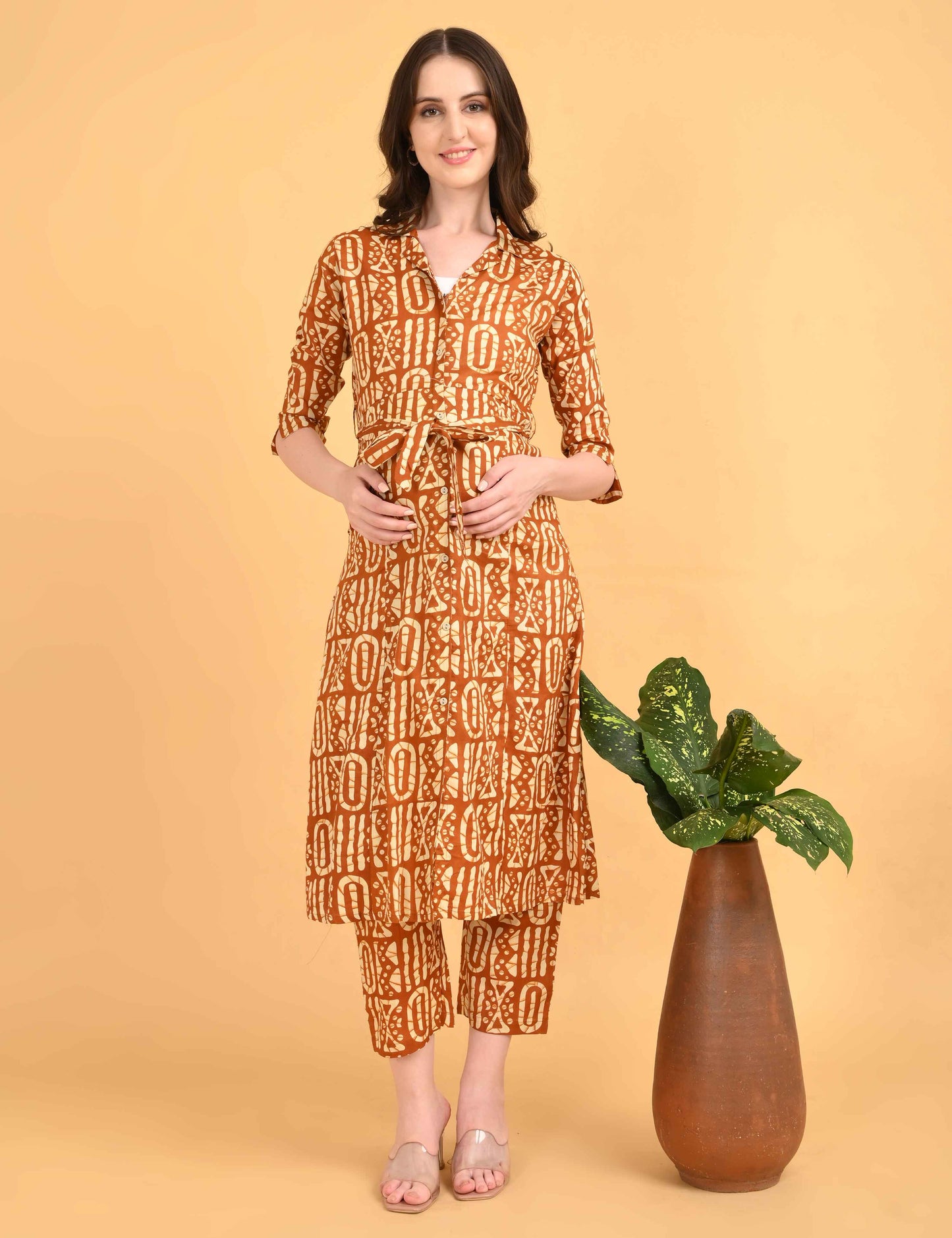 Womens Maternity Kurti Pant Set - Mustard