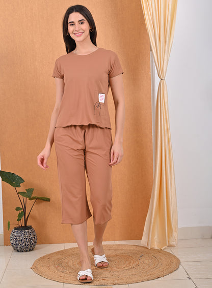 Womens Printed Travel Wear - Brown