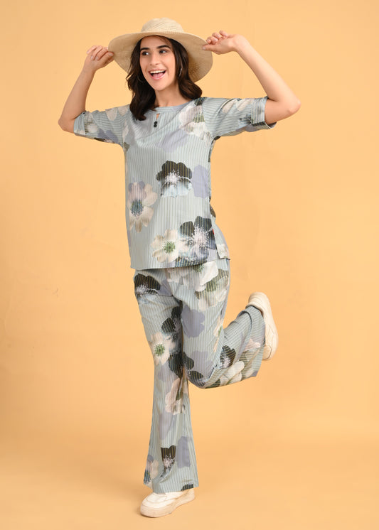 Grey-Colored Printed Co-Ord Set