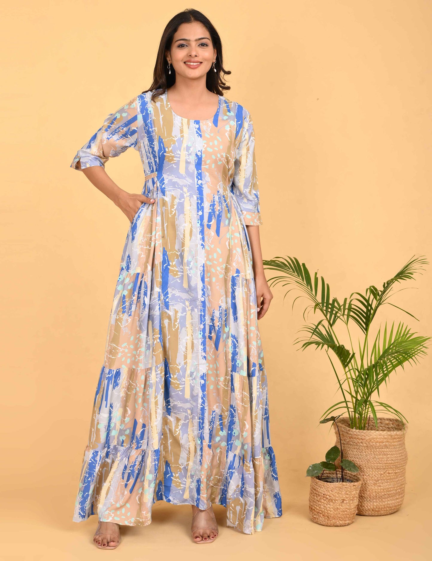 Womens Skin-Colored Premium Flare Gown