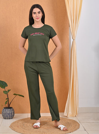 Womens Printed Travel Wear - Olive