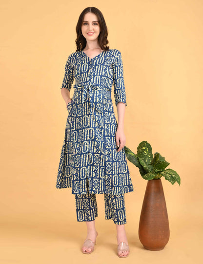 Womens Maternity Kurti Pant Set - Blue
