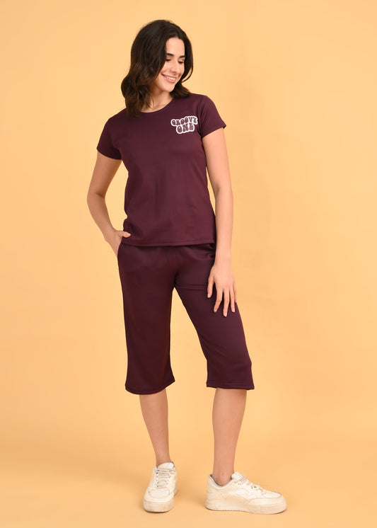 Womens Printed Travel Wear - Maroon