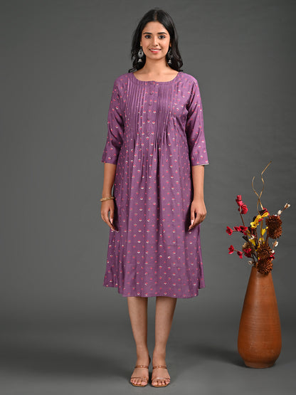 Womens Magenta-Colored A-Line Kurta