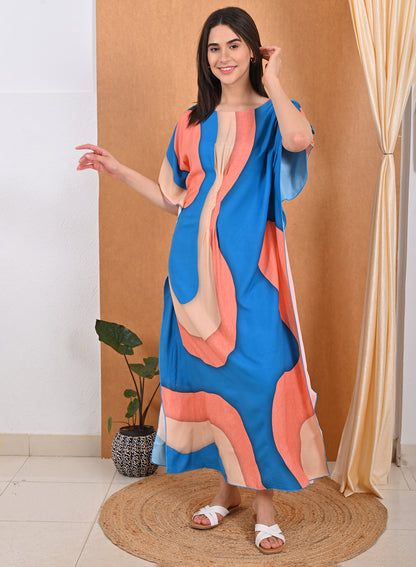 Womens Printed Kaftan Nightdress - Multi