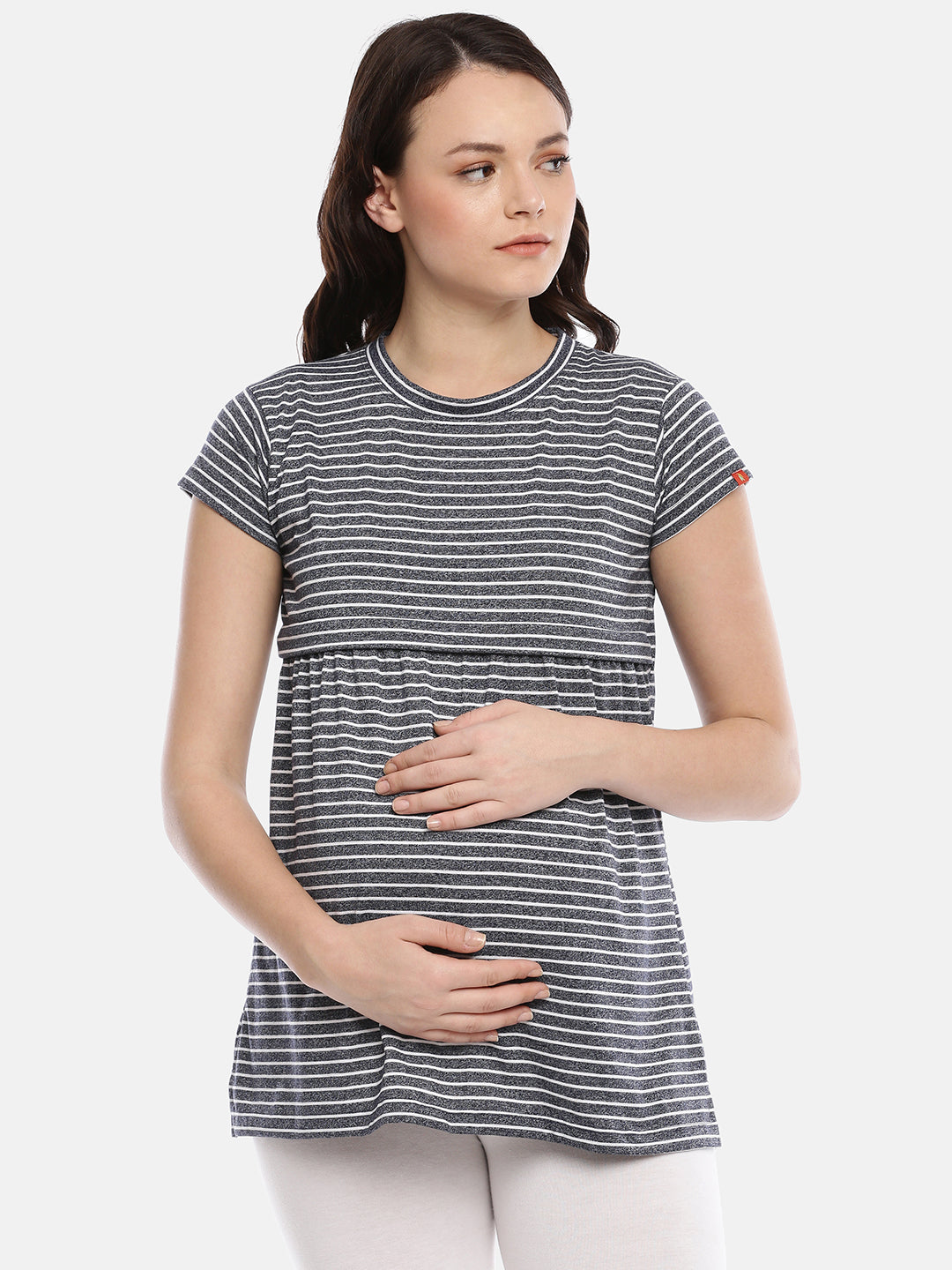 Womens Striped Maternity Tees - Navy Blue