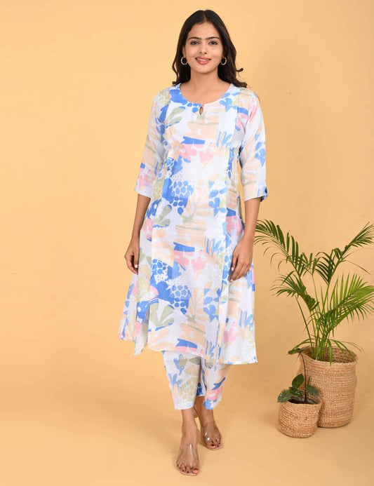Womens Maternity Kurti Pant Set - Multi