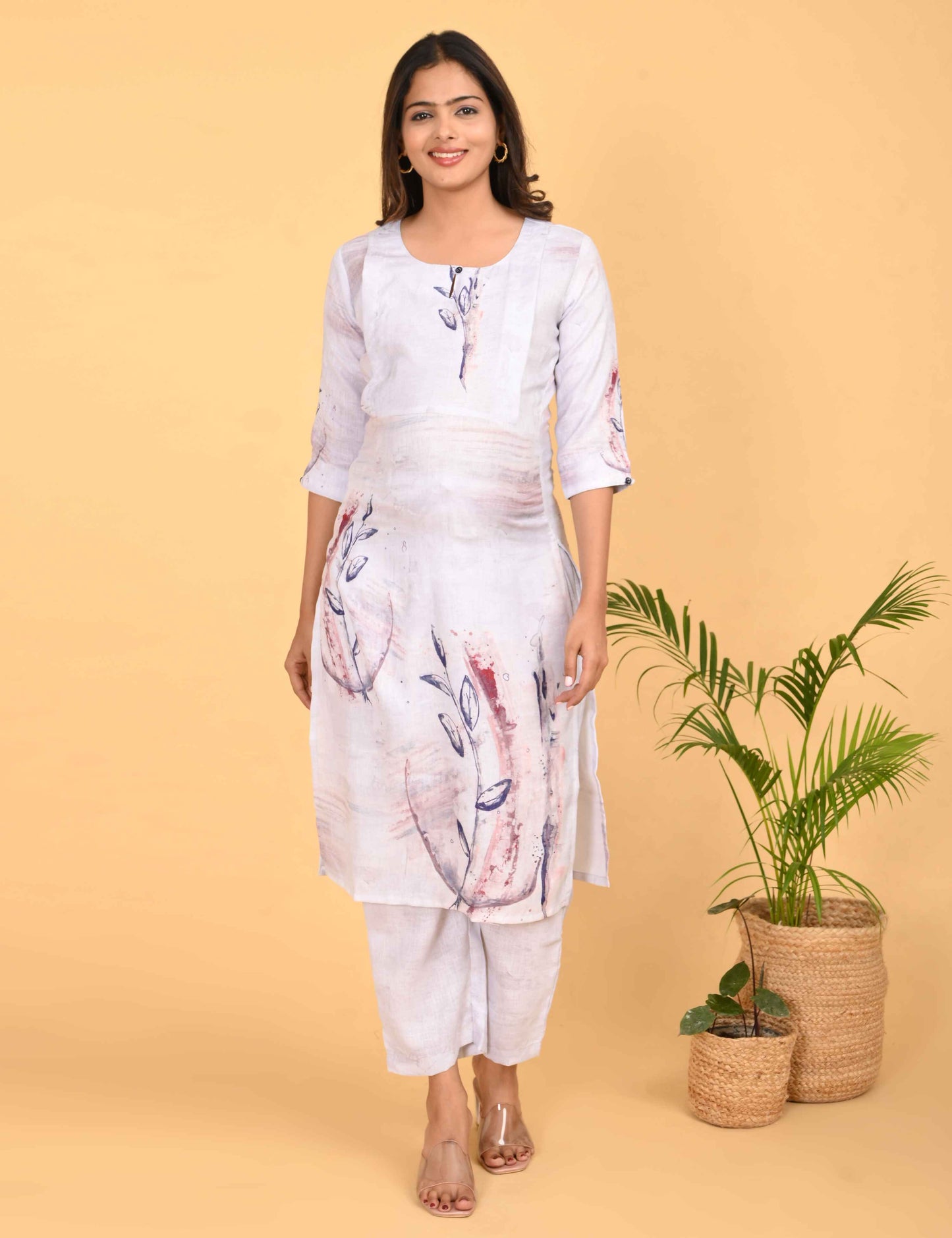 Womens Maternity Kurti Pant Set - White
