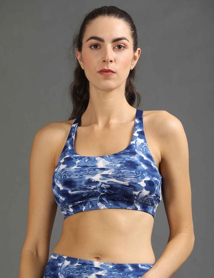 Womens Sports Bra with Removable Pads - Blue