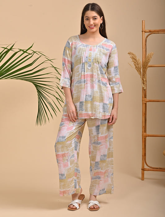 Womens Printed Co Ord Set - Multi