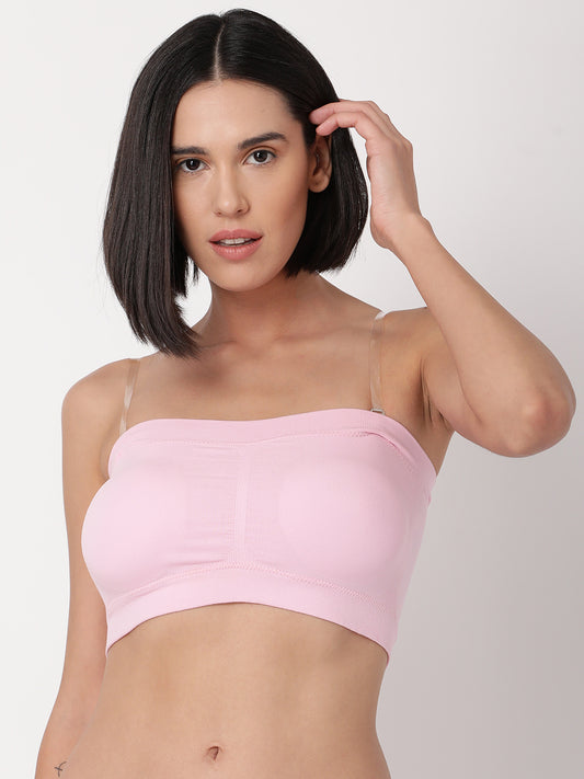 Womens Padded Tube Top - Pink