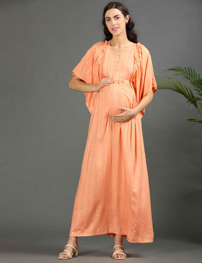 Orange-Colored Maternity Long Gown