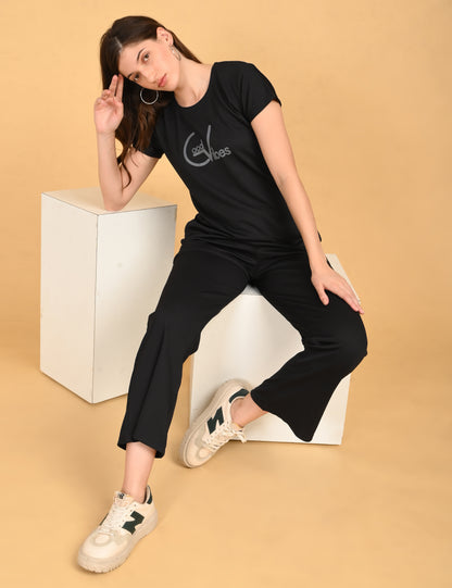 Womens Printed Travel Wear - Charcoal