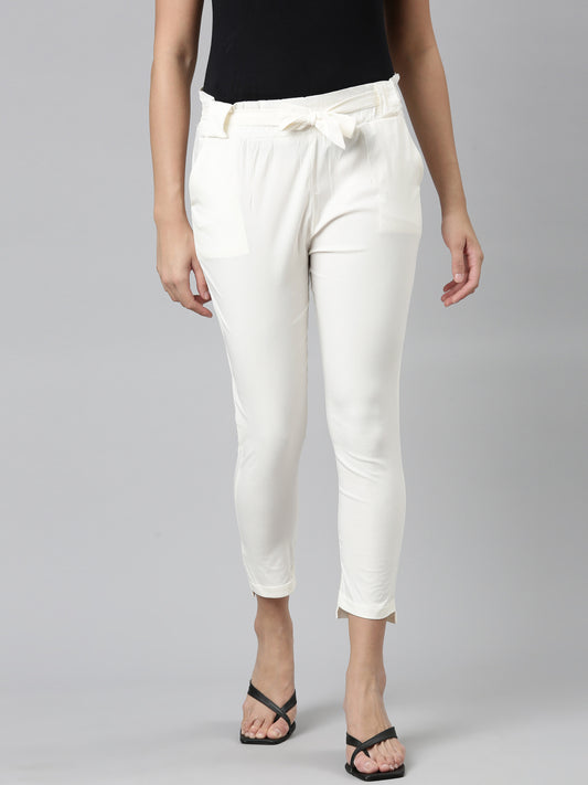Womens Solid Knot Pant - Off White