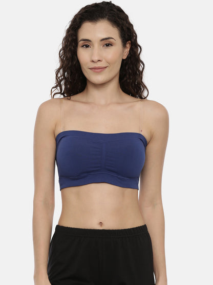 Womens Padded Tube Top - Navy Blue