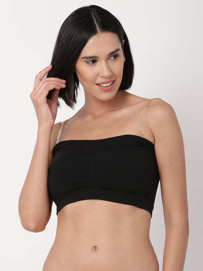 Womens Padded Tube Top - Black