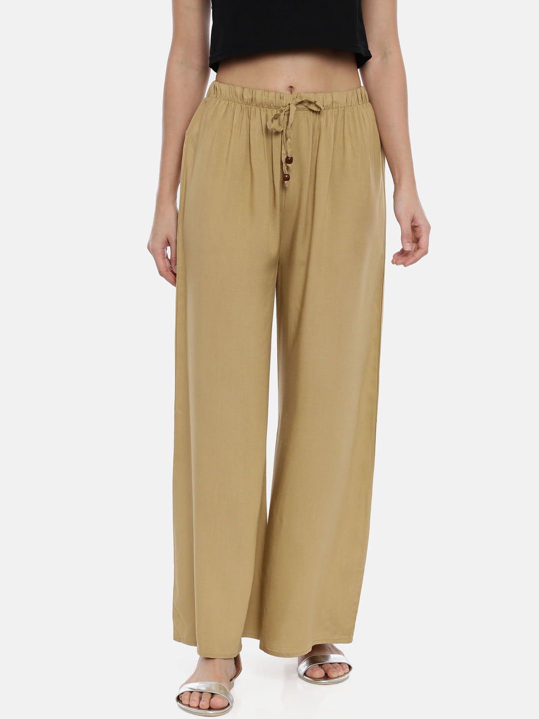 Mid Rise Straight Palazzo - Khaki