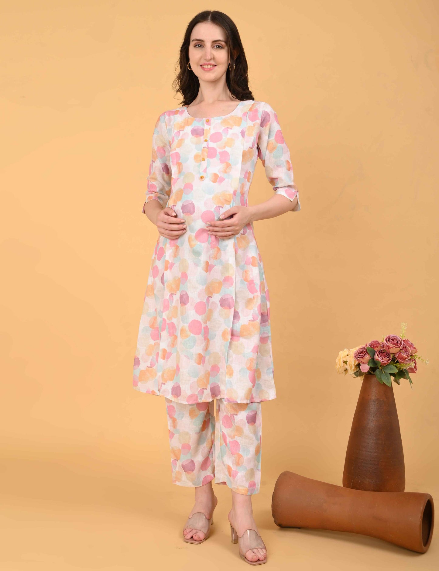 Womens Maternity Kurti Pant Set - Multi