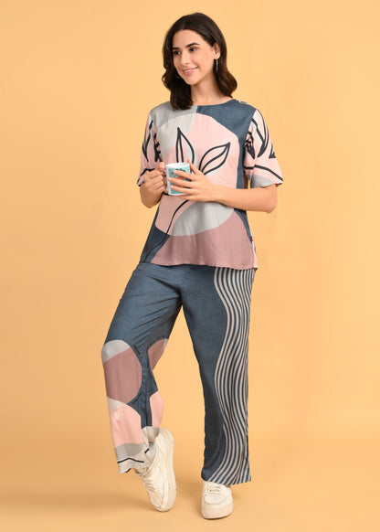 Grey-Colored Printed Co-Ord Set