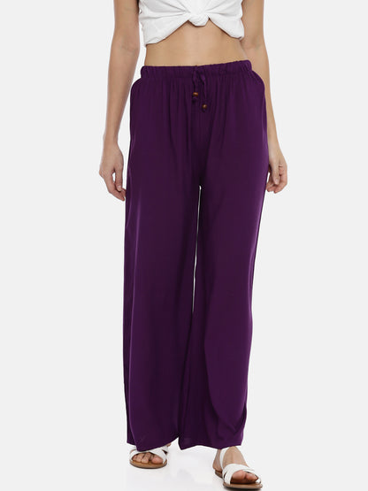 Mid Rise Straight Palazzo - Purple