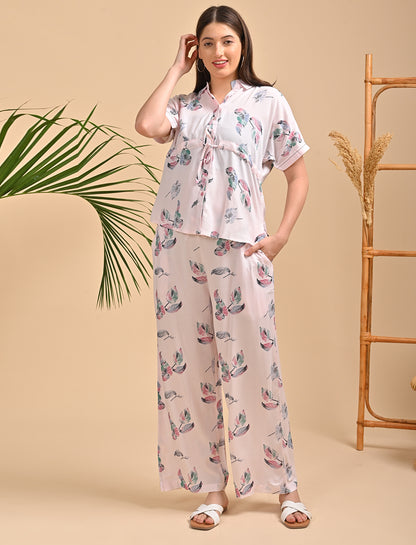 Womens Printed Co Ord Set - Pink