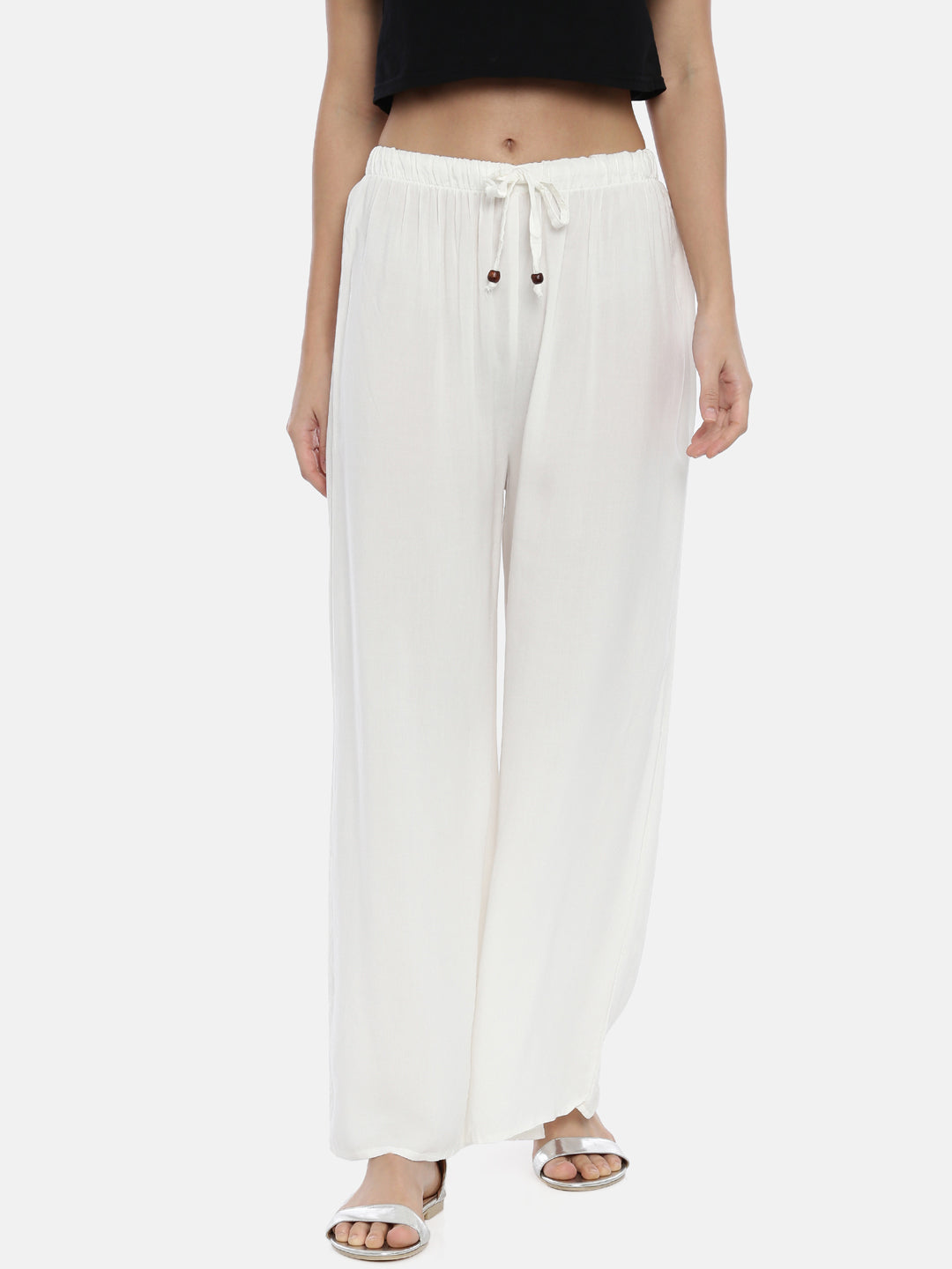 Mid Rise Straight Palazzo - White