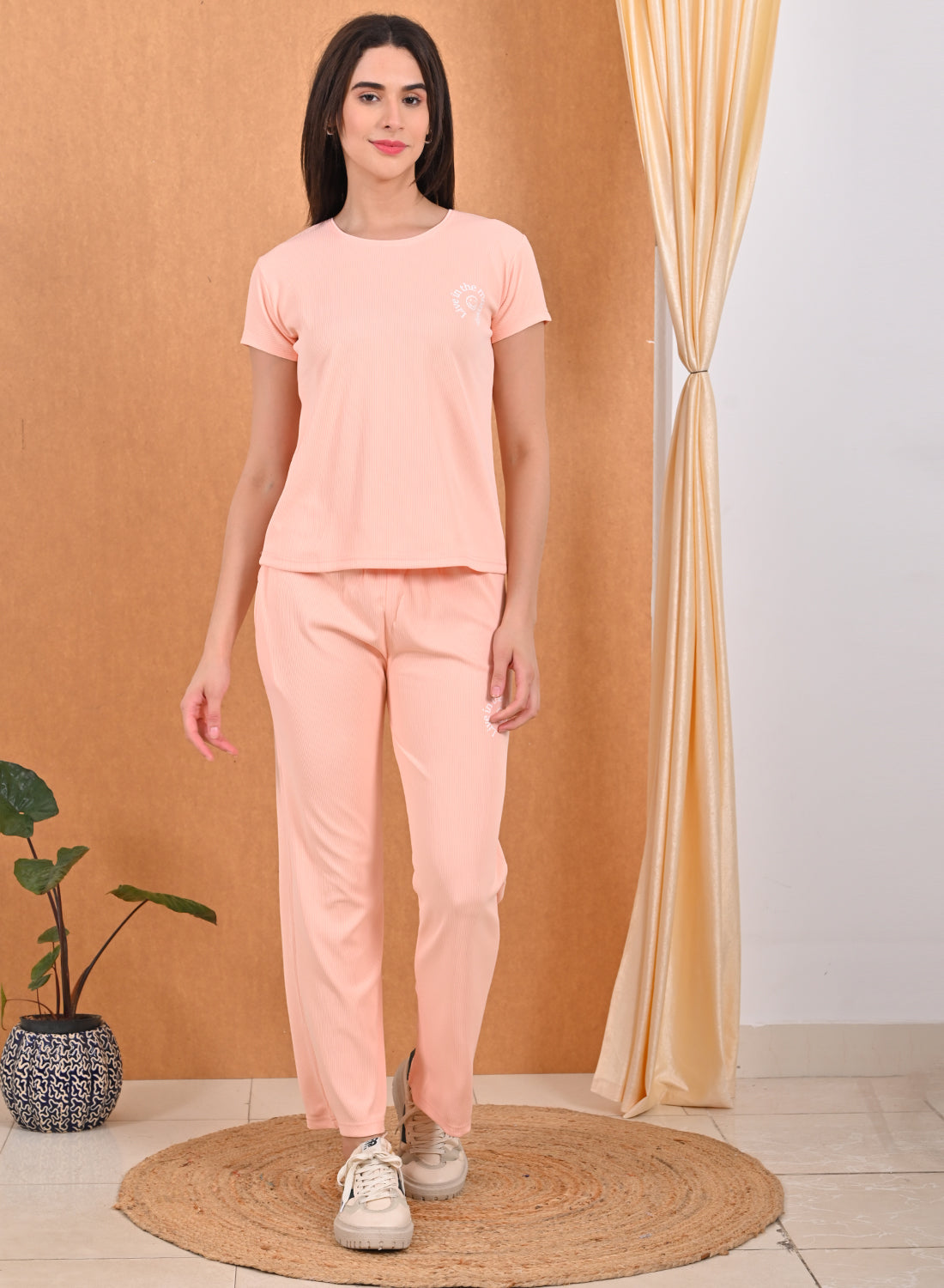 Womens Printed Travel Wear - Peach