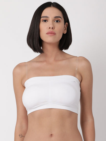 Womens Padded Tube Top - White