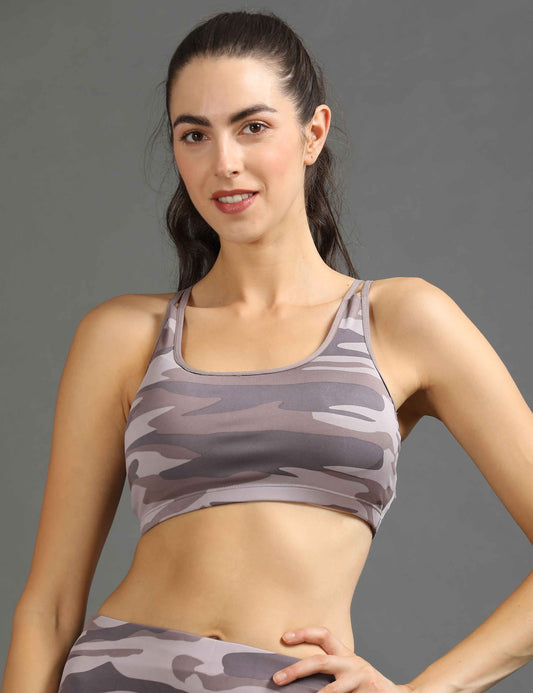 Womens Sports Bra with Removable Pads - Grey