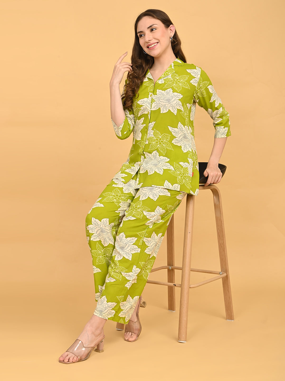 Mehandi-Colored Printed Co-Ord Set