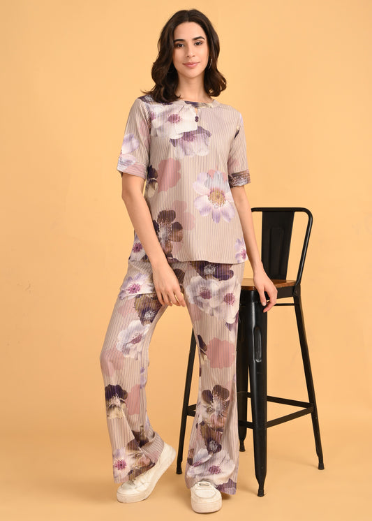 Brown-Colored Printed Co-Ord Set