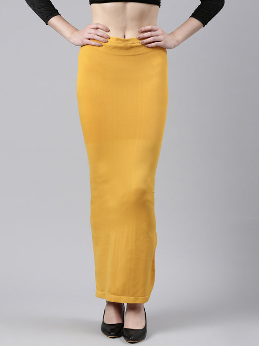 Mustard Yellow Women Petticoat, Ladies Cotton Saree Shapewear with  Drawstring
