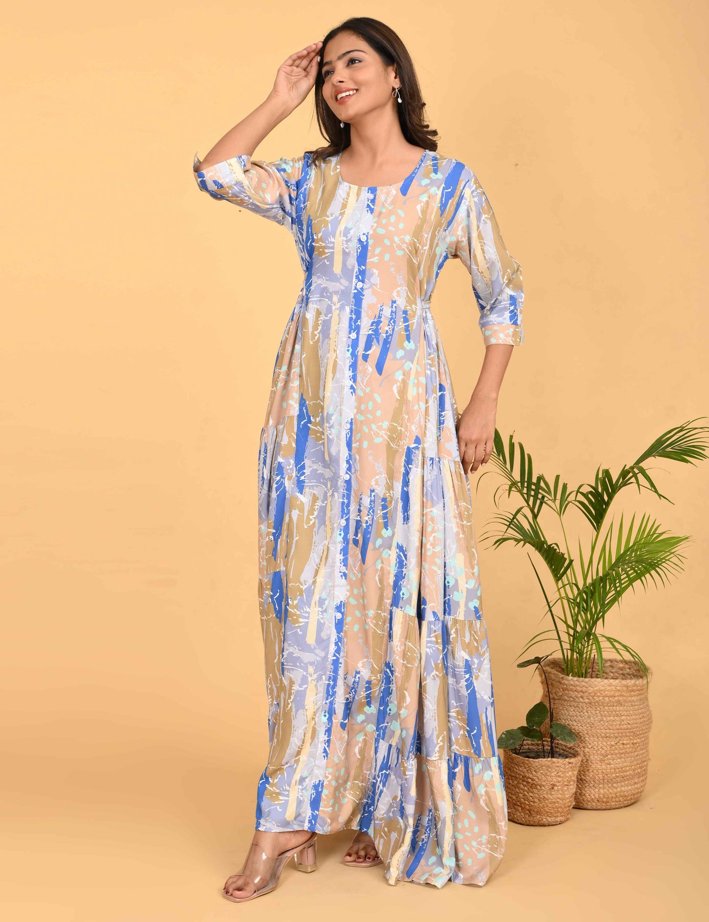Womens Skin-Colored Premium Flare Gown