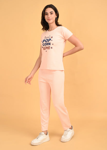 Womens Printed Travel Wear - Peach