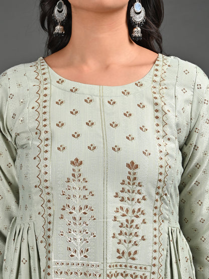 Womens Pista-Colored A-Line Kurta