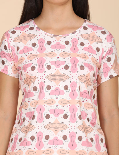 Womens Printed Travel Wear - Pink