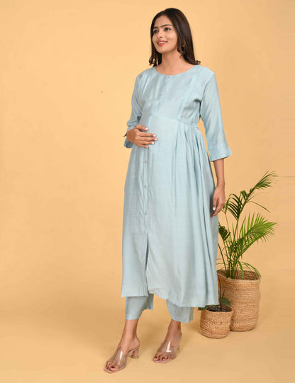 Womens Maternity Kurti Pant Set - Grey