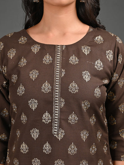 Womens Coffee-Colored Straight Kurta