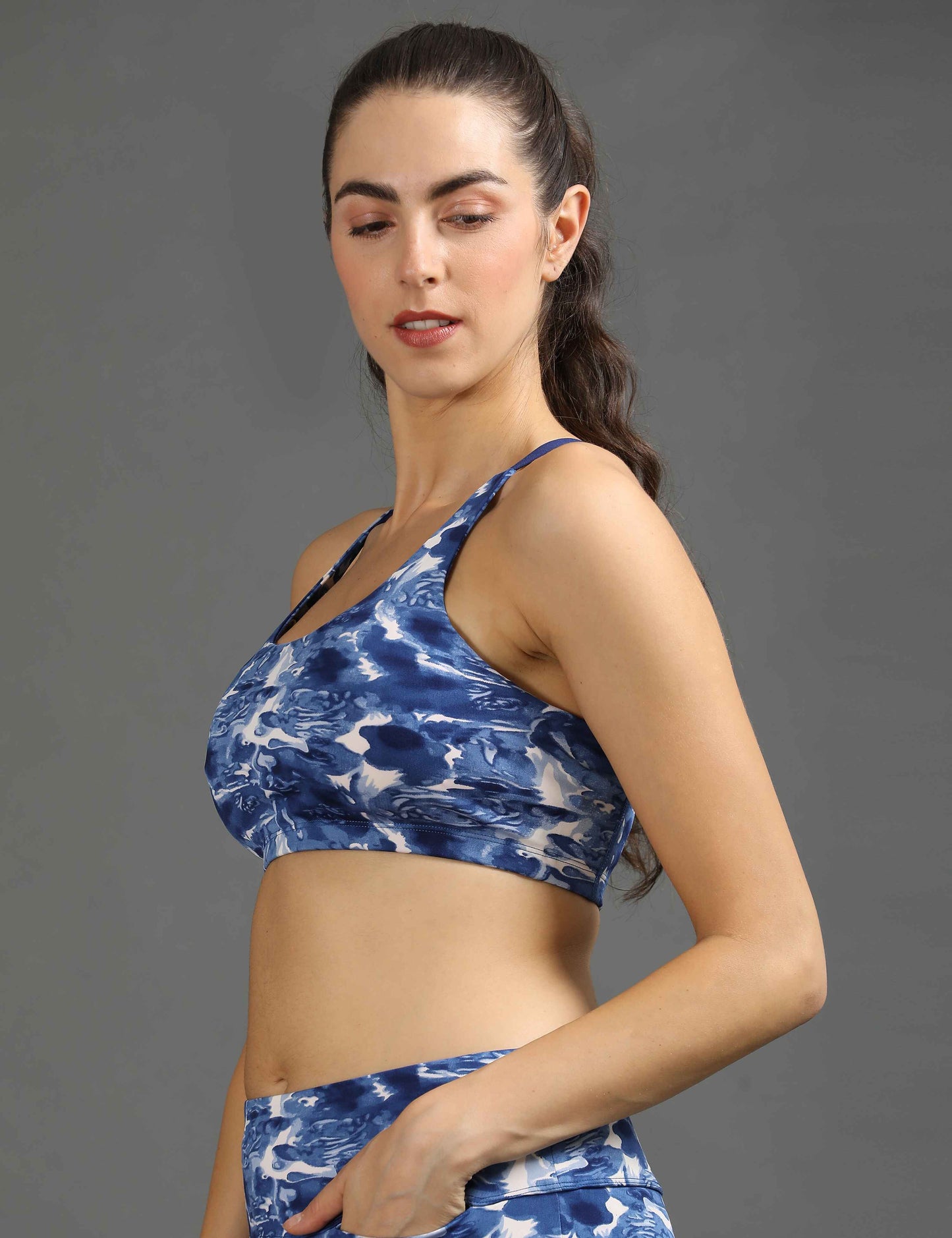 Womens Sports Bra with Removable Pads - Blue