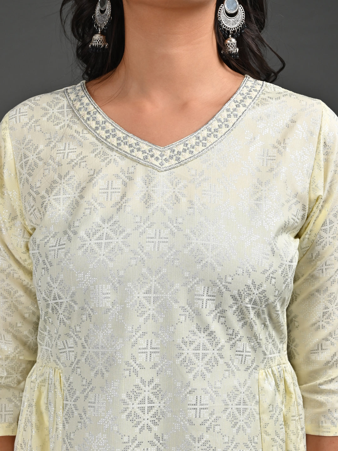 Womens Yellow-Colored A-Line Kurta