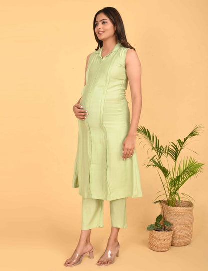 Womens Maternity Kurti Pant Set - Pista