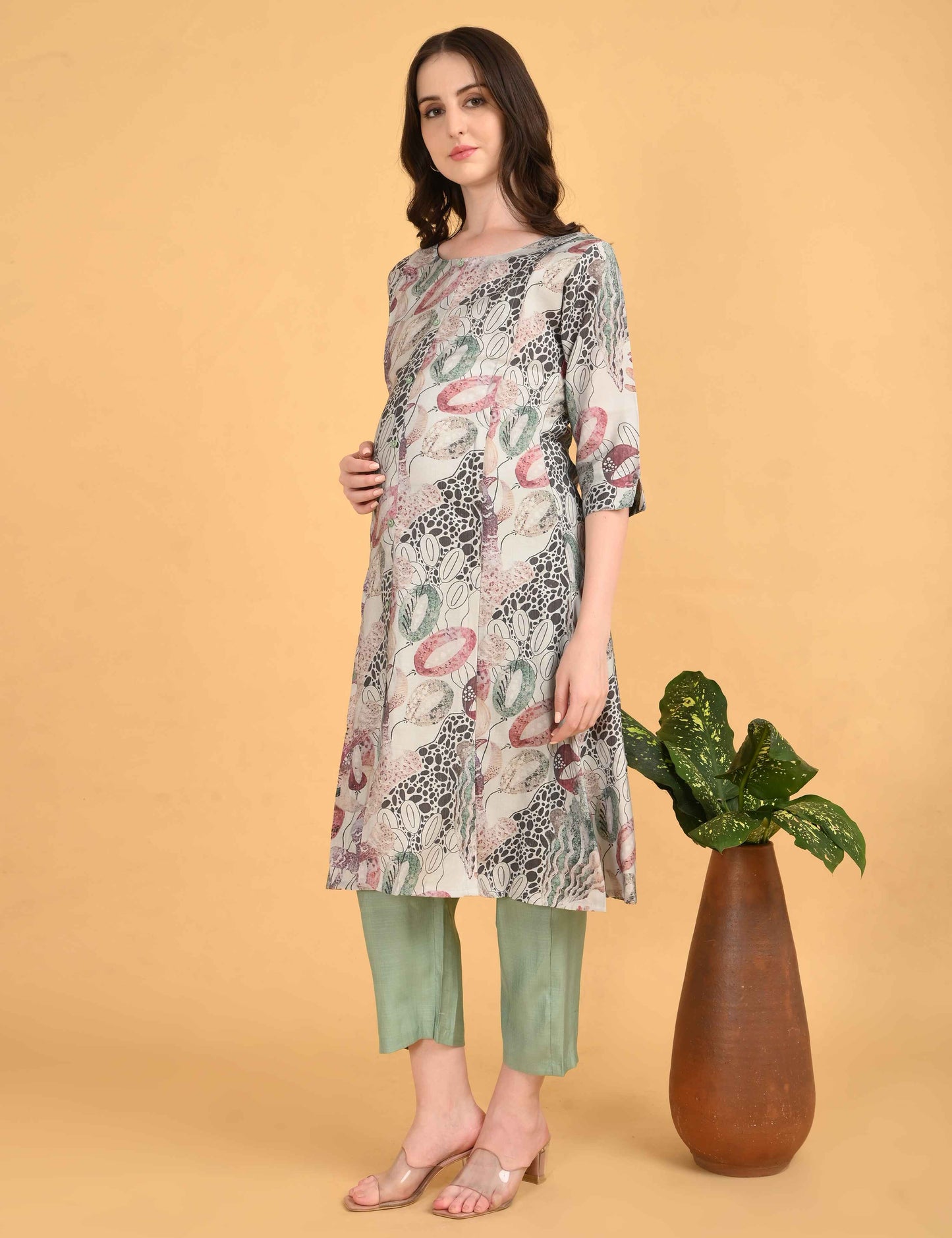 Womens Maternity Kurti Pant Set - Multi