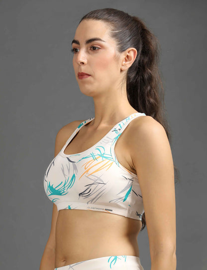 Womens Sports Bra with Removable Pads - Cream