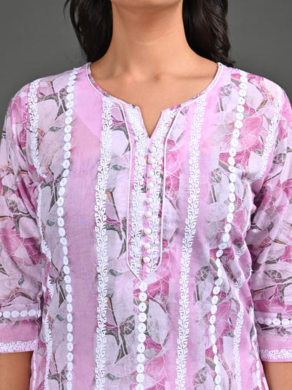 Womens Pink-Colored Straight Kurta