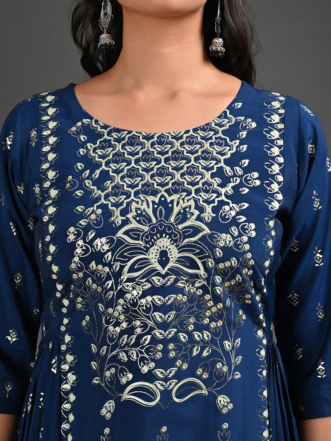 Womens Navy-Colored A-Line Kurta