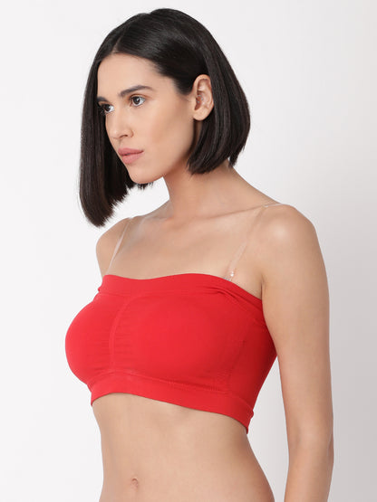 Womens Padded Tube Top - Red