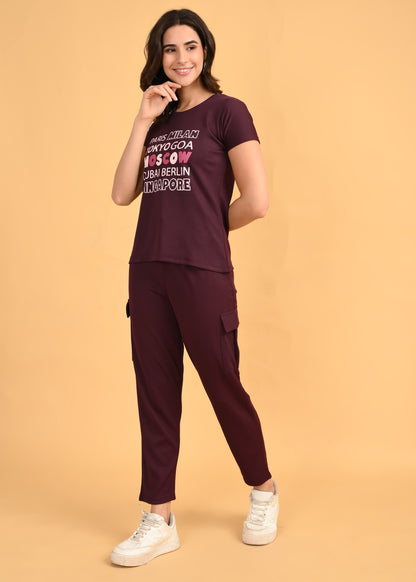 Womens Printed Travel Wear - Magenta