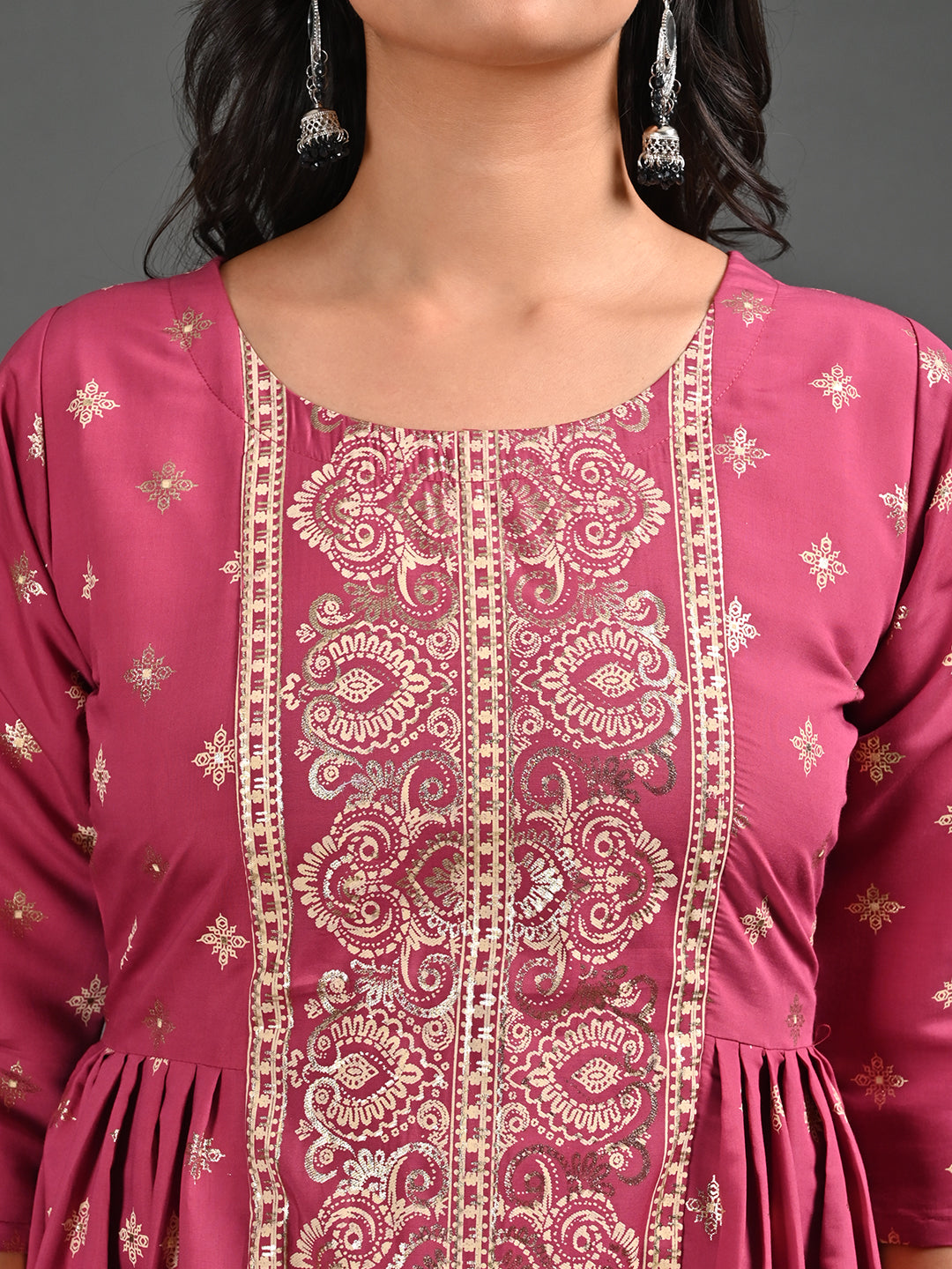 Womens Onion-Colored A-Line Kurta