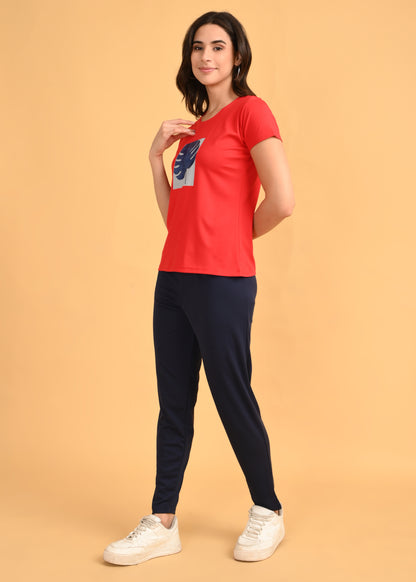 Womens Printed Travel Wear - Red